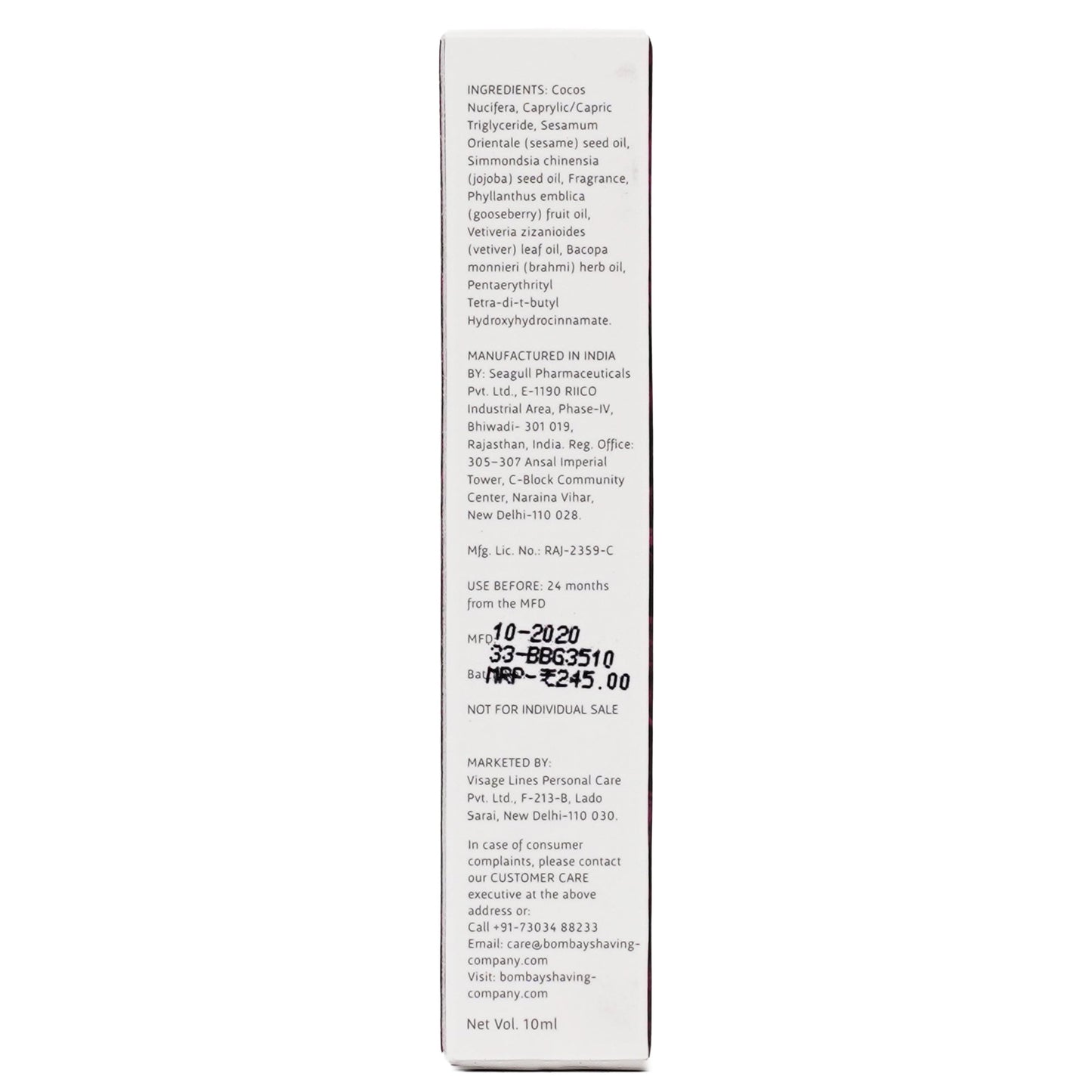 Beard Growth Roll-on box back side