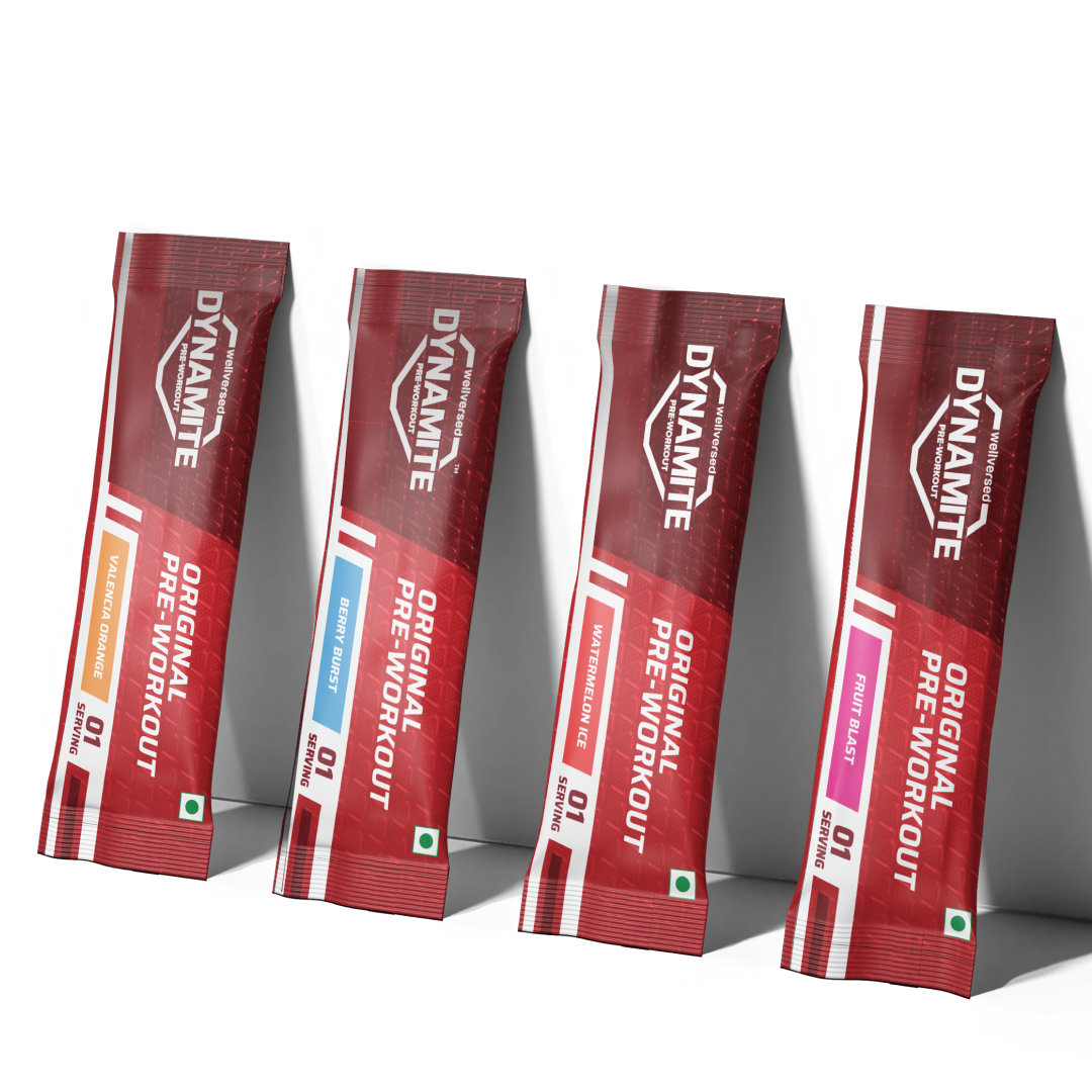 Dynamite Original Pre-workout Sachets (Pack of 8, Assorted Flavours)