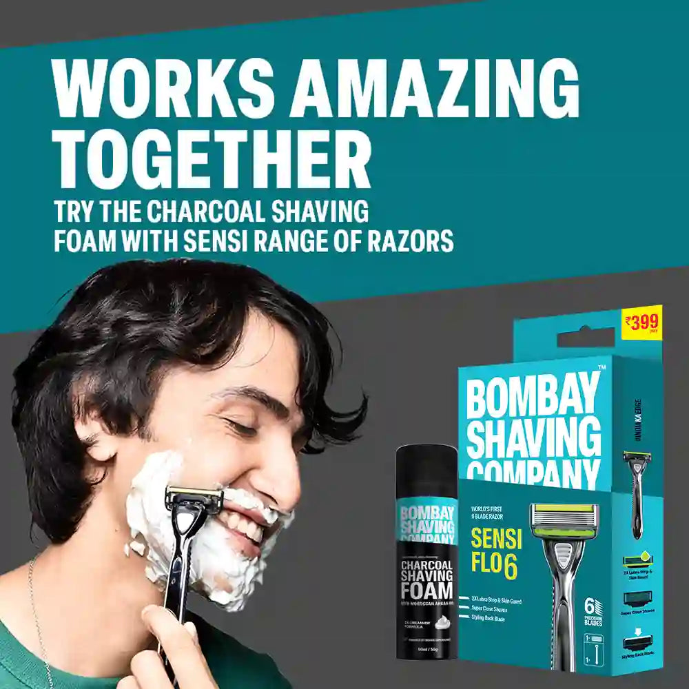 Charcoal & Sensitive Shaving Foam, 50g