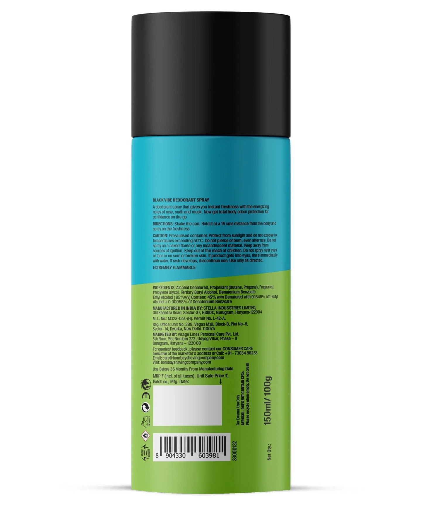 Red Spice & Black Vibe Deodorant Combo, 150ml (Pack of 2)